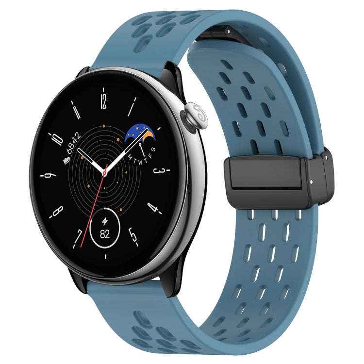 For Amazfit GTR Mini 20mm Folding Magnetic Clasp Silicone Watch Band(Blue)