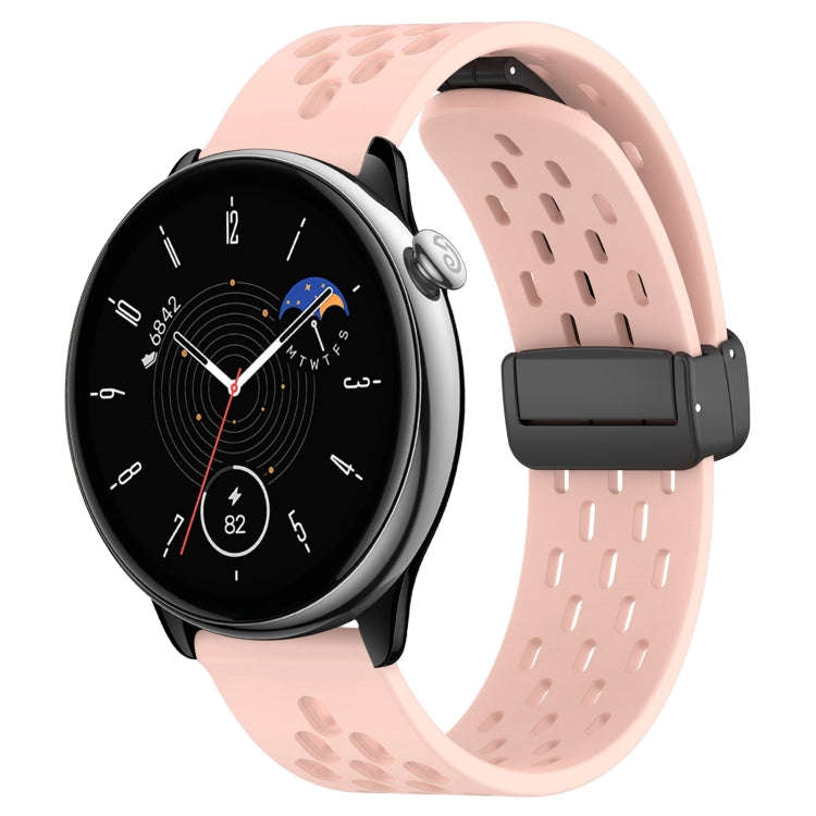 For Amazfit GTR Mini 20mm Folding Magnetic Clasp Silicone Watch Band(Pink)