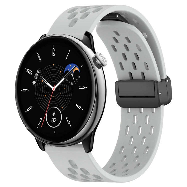 For Amazfit GTR Mini 20mm Folding Magnetic Clasp Silicone Watch Band(Light Grey)