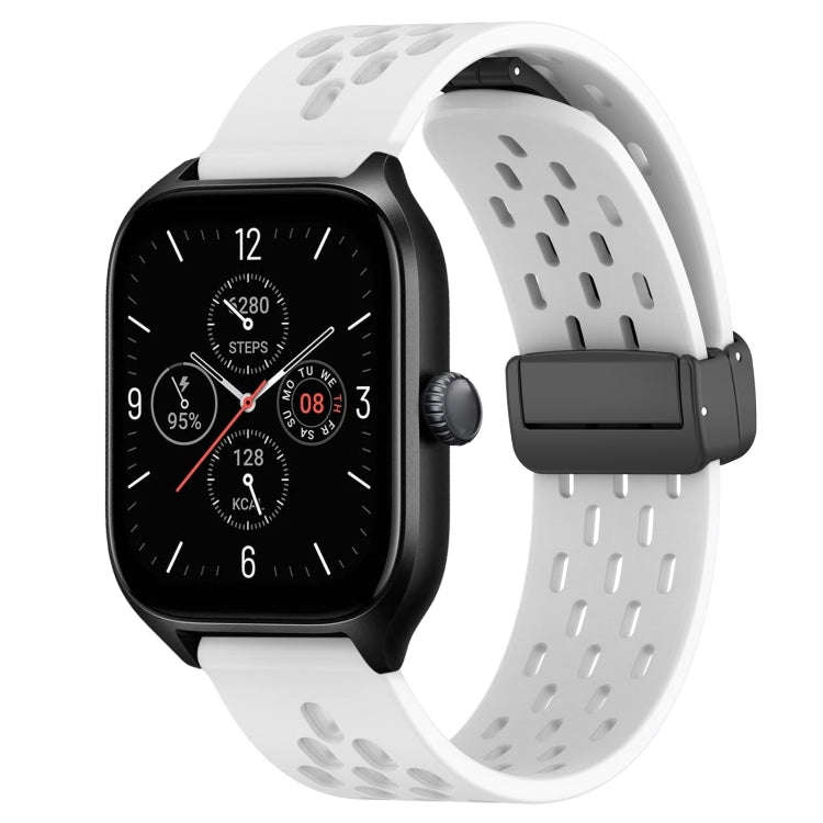 For Amazfit GTS 4 20mm Folding Magnetic Clasp Silicone Watch Band(White)