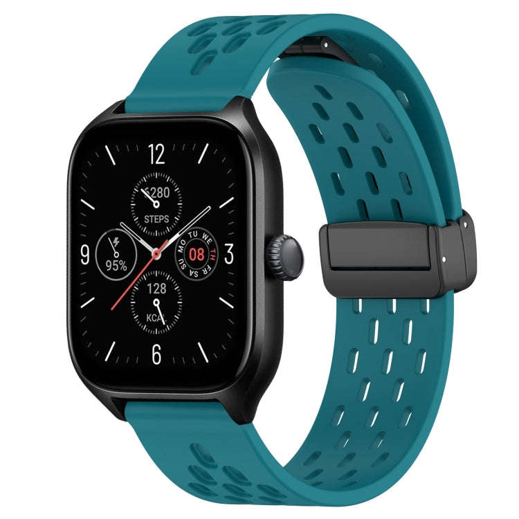 For Amazfit GTS 4 20mm Folding Magnetic Clasp Silicone Watch Band(Hidden Green)