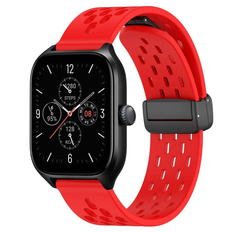 For Amazfit GTS 4 20mm Folding Magnetic Clasp Silicone Watch Band(Red)