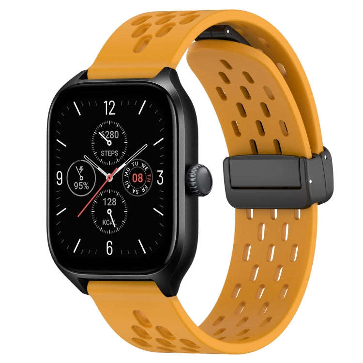 For Amazfit GTS 4 20mm Folding Magnetic Clasp Silicone Watch Band(Yellow)