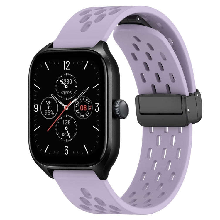 For Amazfit GTS 4 20mm Folding Magnetic Clasp Silicone Watch Band(Purple)