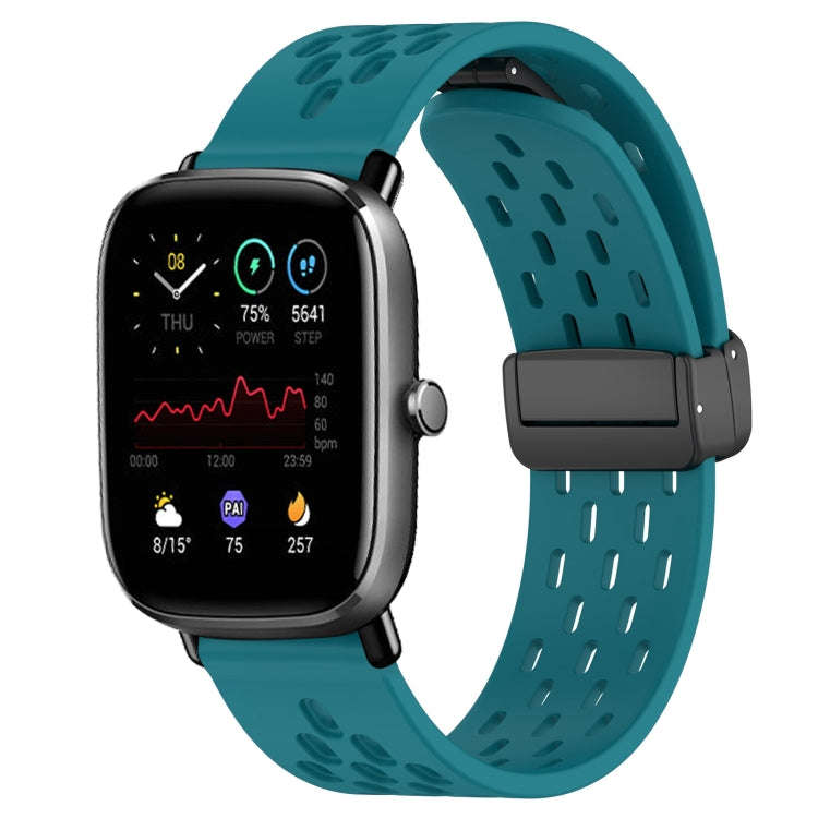 For Amazfit GTS 4 Mini 20mm Folding Magnetic Clasp Silicone Watch Band(Hidden Green)