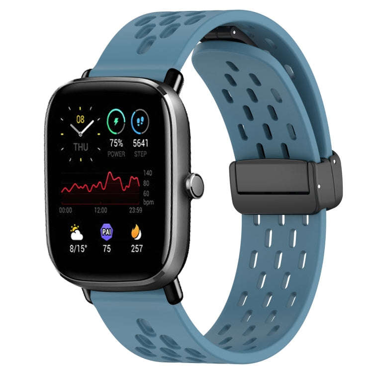For Amazfit GTS 4 Mini 20mm Folding Magnetic Clasp Silicone Watch Band(Blue)