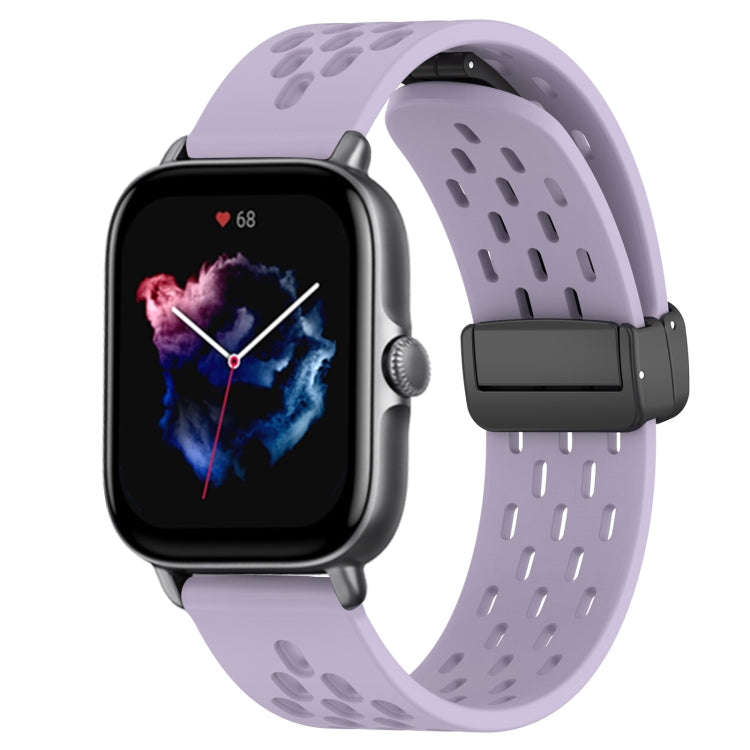 For Amazfit GTS 3 20mm Folding Magnetic Clasp Silicone Watch Band(Purple)