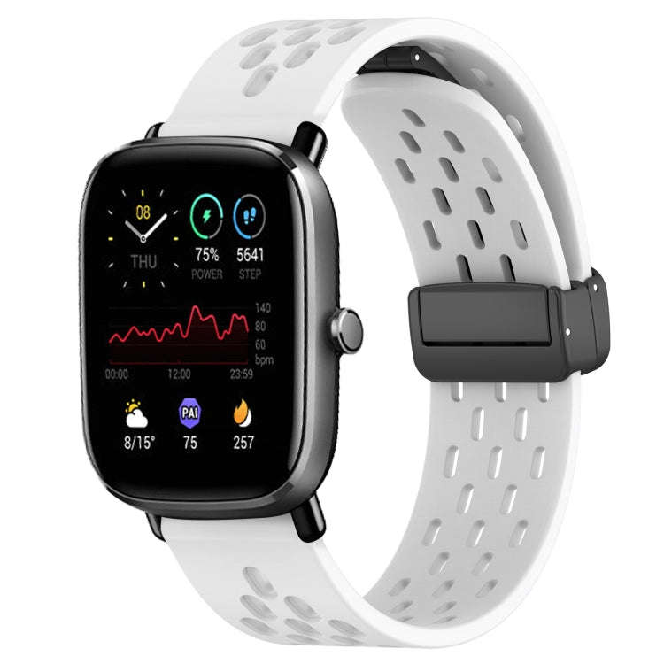 For Amazfit GTS 2 Mini 20mm Folding Magnetic Clasp Silicone Watch Band(White)