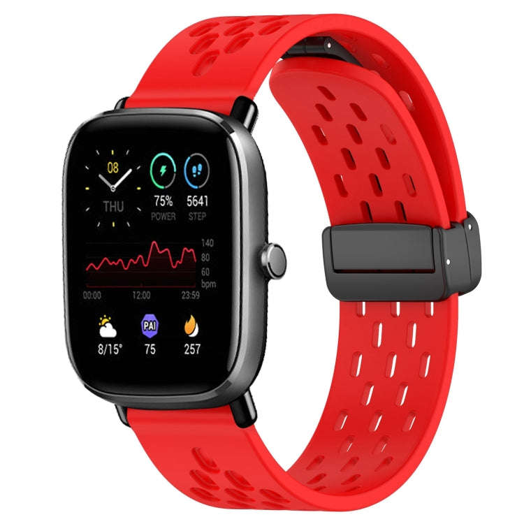 For Amazfit GTS 2 Mini 20mm Folding Magnetic Clasp Silicone Watch Band(Red)