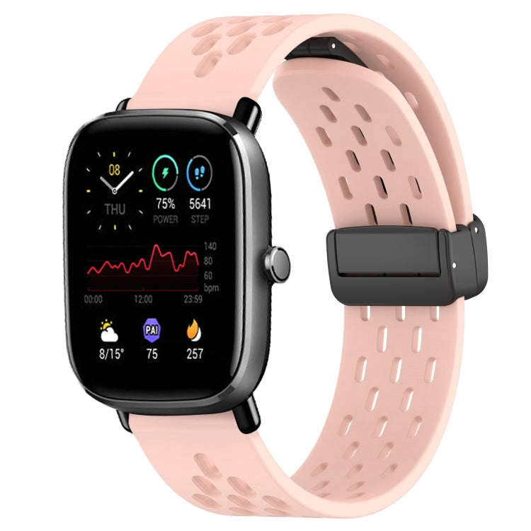 For Amazfit GTS 2 Mini 20mm Folding Magnetic Clasp Silicone Watch Band(Pink)