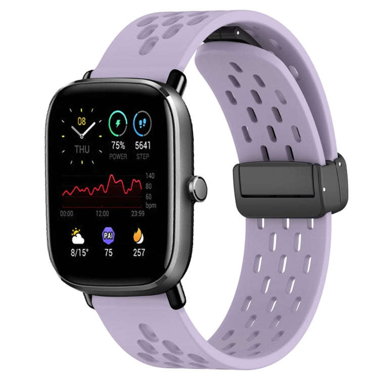 For Amazfit GTS 2 Mini 20mm Folding Magnetic Clasp Silicone Watch Band(Purple)