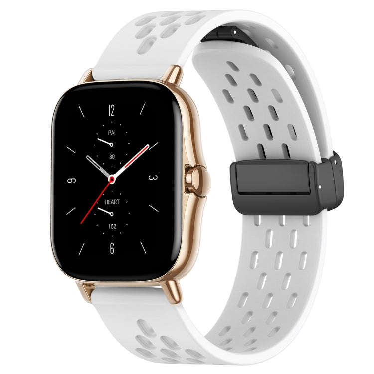 For Amazfit GTS 2 20mm Folding Magnetic Clasp Silicone Watch Band(White)