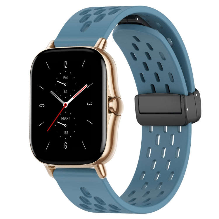 For Amazfit GTS 2 20mm Folding Magnetic Clasp Silicone Watch Band(Blue)