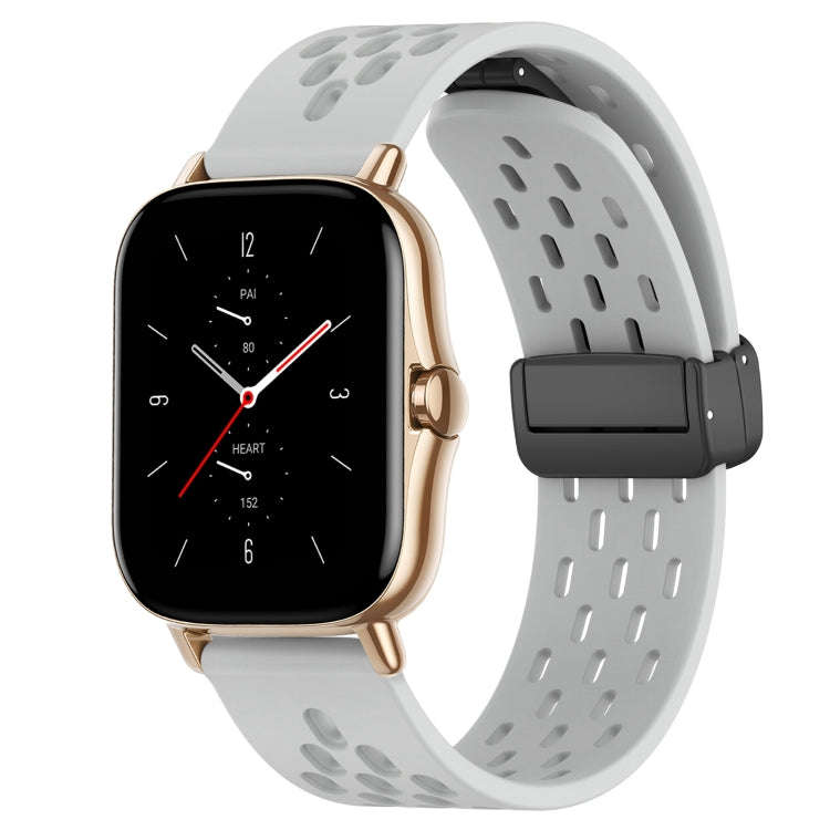 For Amazfit GTS 2 20mm Folding Magnetic Clasp Silicone Watch Band(Light Grey)