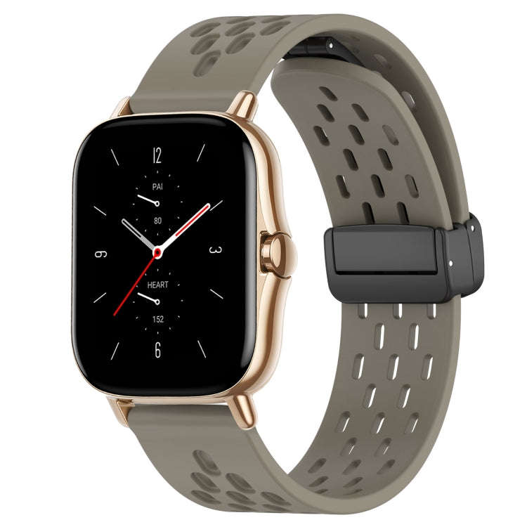 For Amazfit GTS 2 20mm Folding Magnetic Clasp Silicone Watch Band(Space Ash)