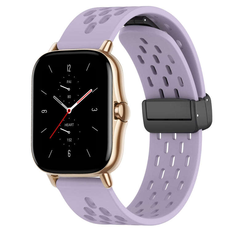 For Amazfit GTS 2 20mm Folding Magnetic Clasp Silicone Watch Band(Purple)