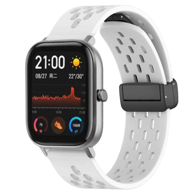 For Amazfit GTS 20mm Folding Magnetic Clasp Silicone Watch Band(White)