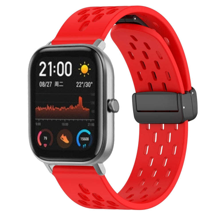 For Amazfit GTS 20mm Folding Magnetic Clasp Silicone Watch Band(Red)