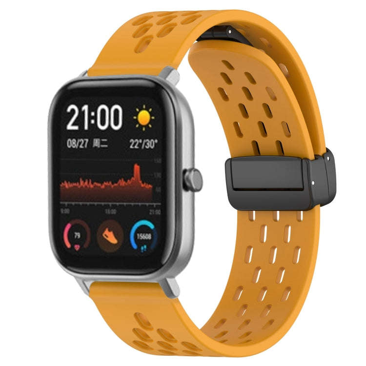 For Amazfit GTS 20mm Folding Magnetic Clasp Silicone Watch Band(Yellow)