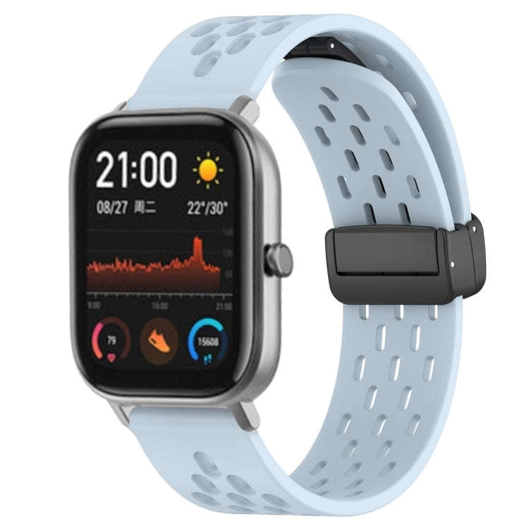 For Amazfit GTS 20mm Folding Magnetic Clasp Silicone Watch Band(Light Blue)