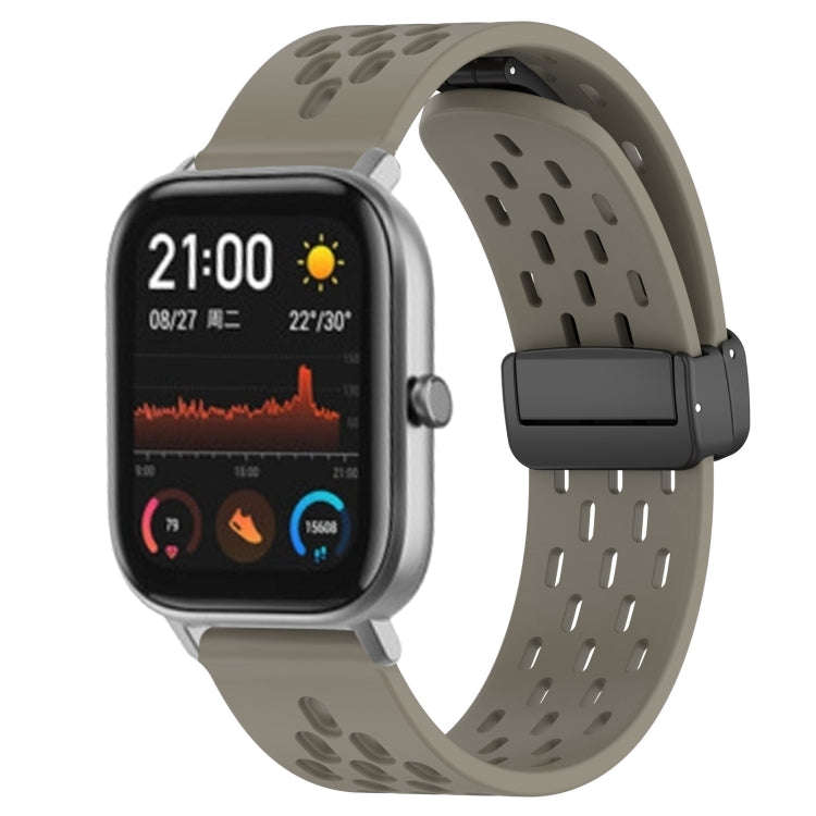 For Amazfit GTS 20mm Folding Magnetic Clasp Silicone Watch Band(Space Ash)