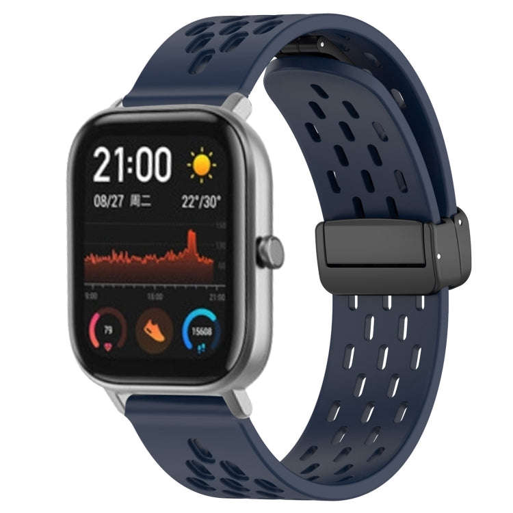 For Amazfit GTS 20mm Folding Magnetic Clasp Silicone Watch Band(Midnight Blue)