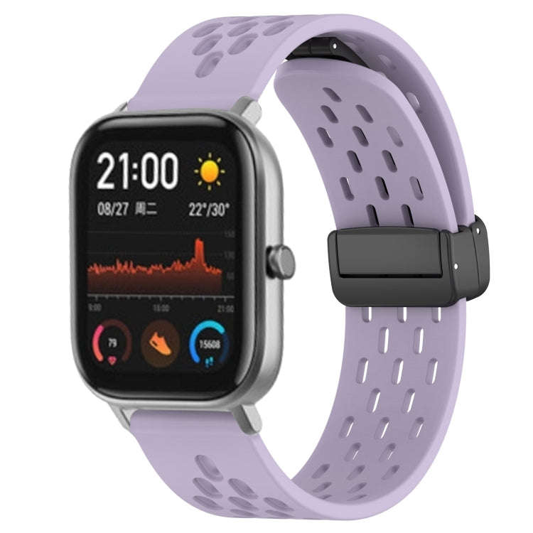 For Amazfit GTS 20mm Folding Magnetic Clasp Silicone Watch Band(Purple)