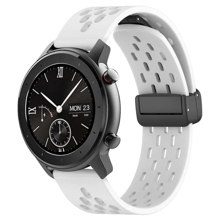 For Amazfit GTR 42mm 20mm Folding Magnetic Clasp Silicone Watch Band(White)