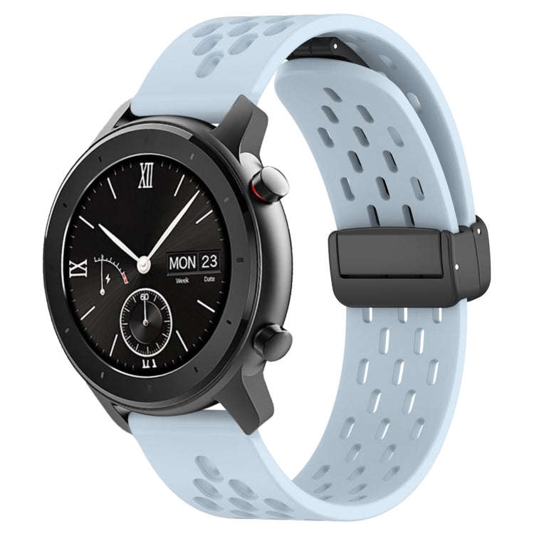 For Amazfit GTR 42mm 20mm Folding Magnetic Clasp Silicone Watch Band(Light Blue)