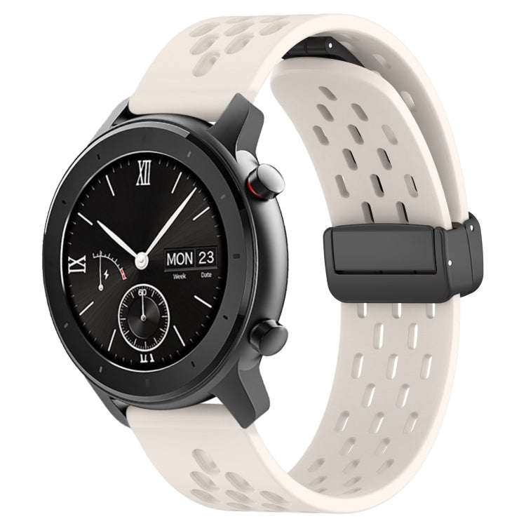 For Amazfit GTR 42mm 20mm Folding Magnetic Clasp Silicone Watch Band(Starlight)