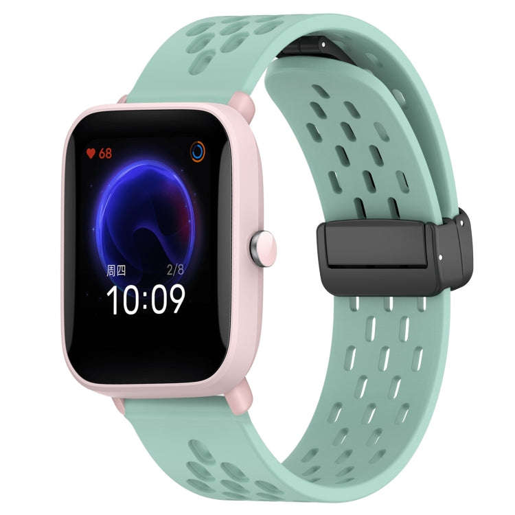 For Amazfit Pop Pro 20mm Folding Magnetic Clasp Silicone Watch Band(Water Duck)