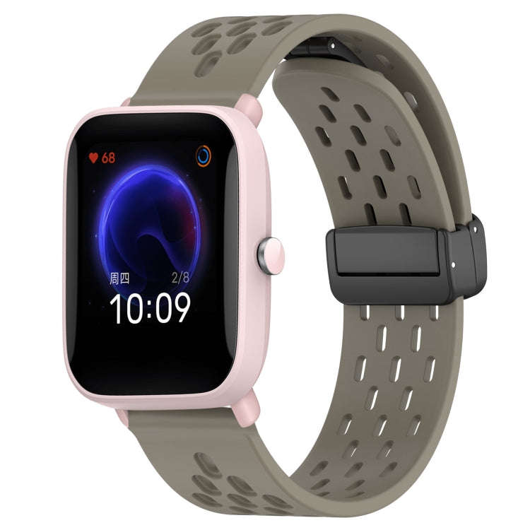 For Amazfit Pop Pro 20mm Folding Magnetic Clasp Silicone Watch Band(Space Ash)