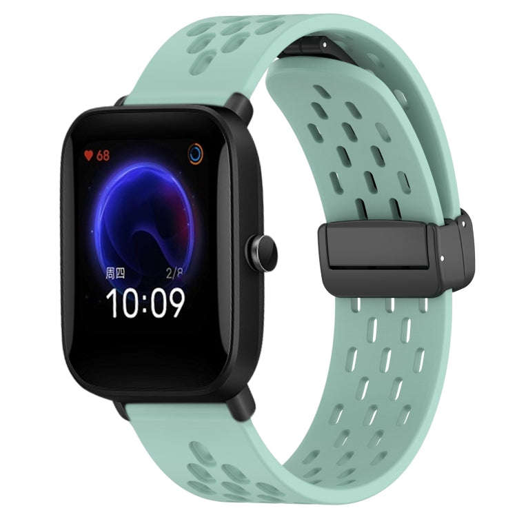 For Amazfit Pop 20mm Folding Magnetic Clasp Silicone Watch Band(Water Duck)