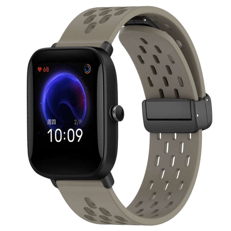 For Amazfit Pop 20mm Folding Magnetic Clasp Silicone Watch Band(Space Ash)