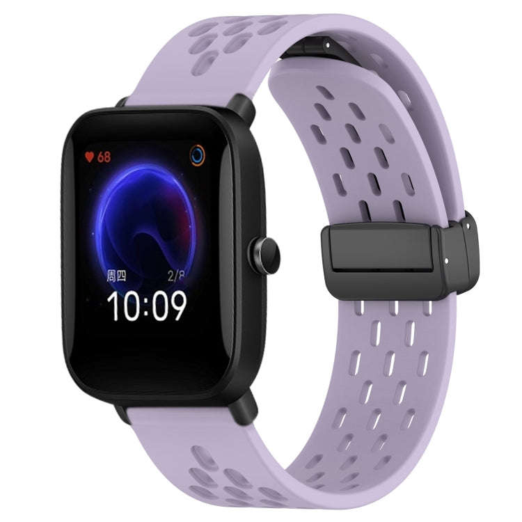 For Amazfit Pop 20mm Folding Magnetic Clasp Silicone Watch Band(Purple)