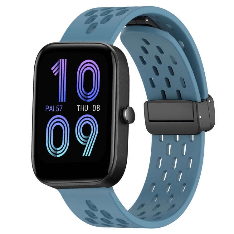 For Amazfit Bip3 20mm Folding Magnetic Clasp Silicone Watch Band(Blue)