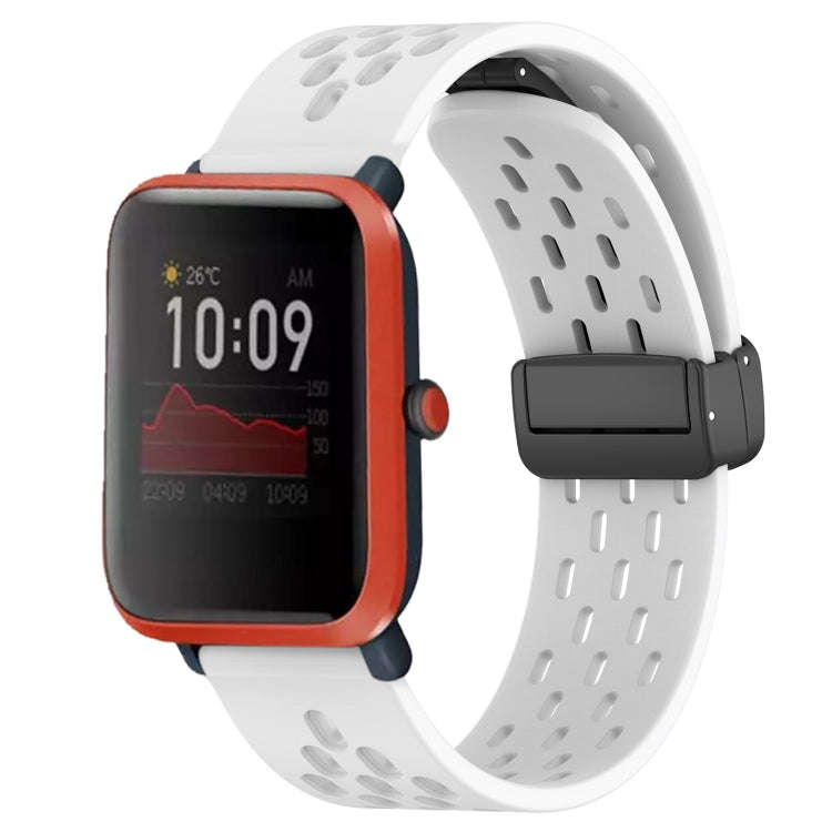 For Amazfit Bip 1S 20mm Folding Magnetic Clasp Silicone Watch Band(White)