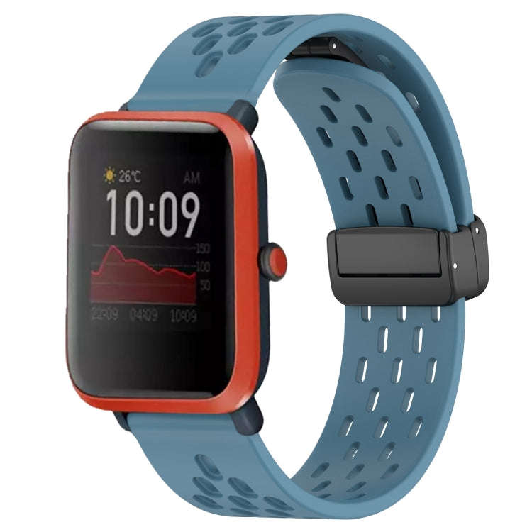 For Amazfit Bip 1S 20mm Folding Magnetic Clasp Silicone Watch Band(Blue)