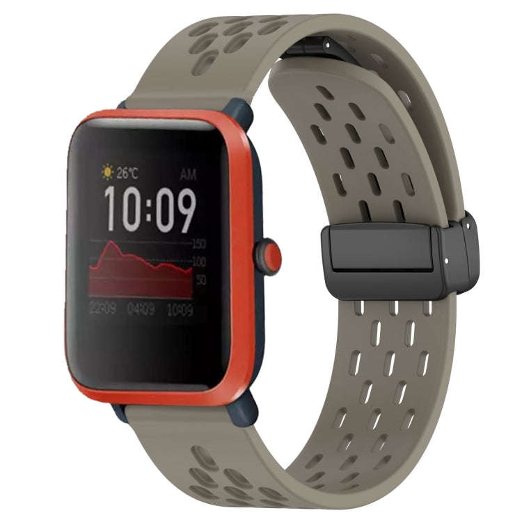 For Amazfit Bip 1S 20mm Folding Magnetic Clasp Silicone Watch Band(Space Ash)