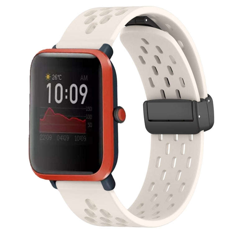 For Amazfit Bip 1S 20mm Folding Magnetic Clasp Silicone Watch Band(Starlight)