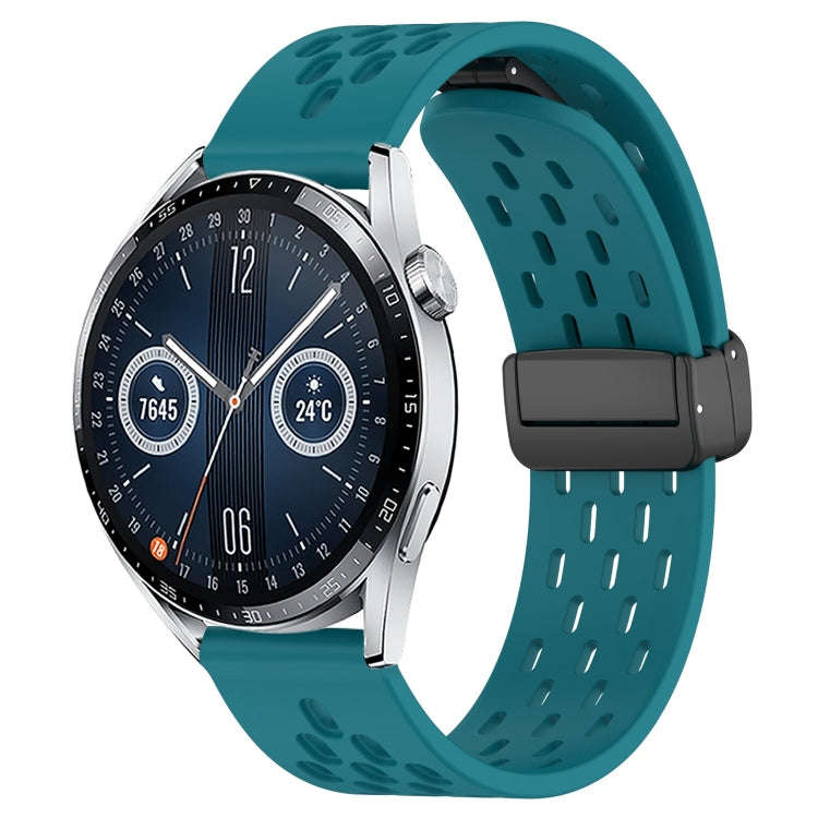 For Huawei Watch GT3 42mm 20mm Folding Magnetic Clasp Silicone Watch Band(Hidden Green)