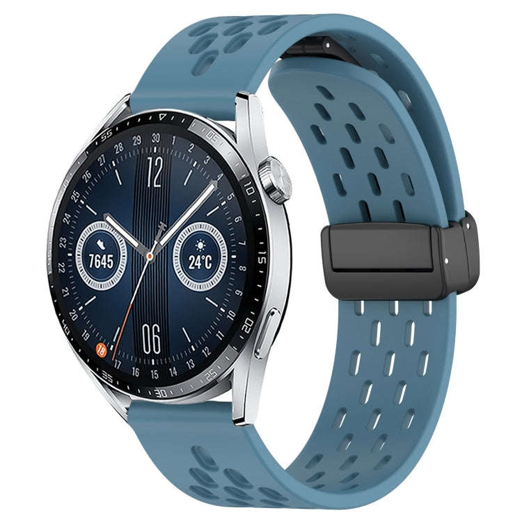 For Huawei Watch GT3 42mm 20mm Folding Magnetic Clasp Silicone Watch Band(Blue)