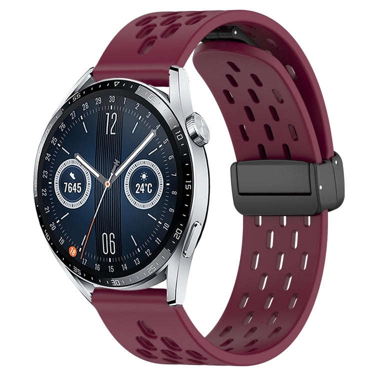 For Huawei Watch GT3 42mm 20mm Folding Magnetic Clasp Silicone Watch Band(Wine Red)