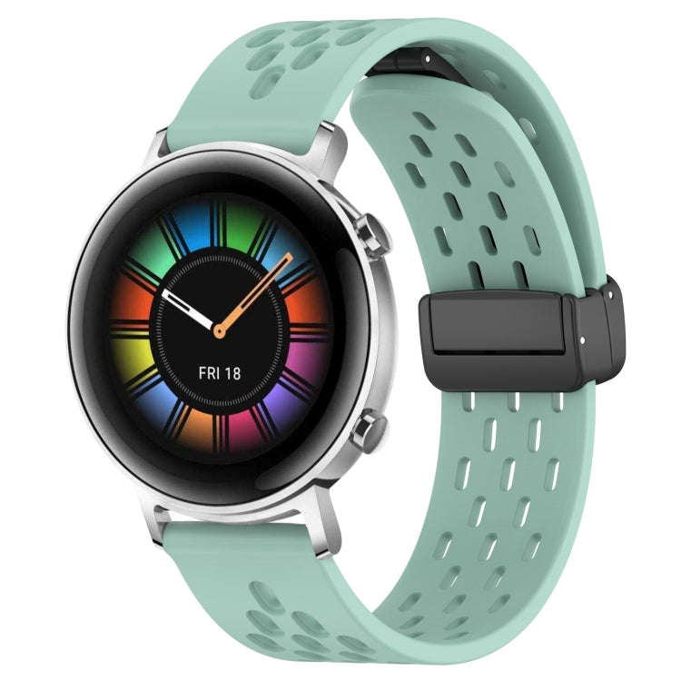 For Huawei Watch GT2 42mm 20mm Folding Magnetic Clasp Silicone Watch Band(Teal)
