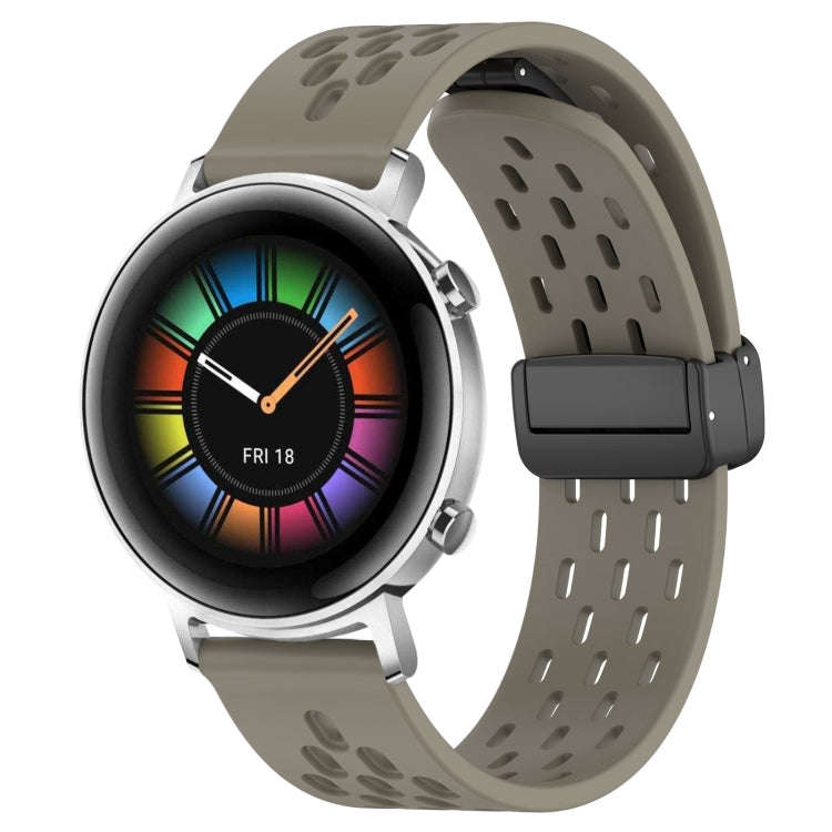 For Huawei Watch GT2 42mm 20mm Folding Magnetic Clasp Silicone Watch Band(Space Ash)