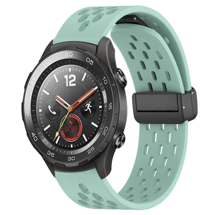 For Huawei Watch 2 20mm Folding Magnetic Clasp Silicone Watch Band(Teal)