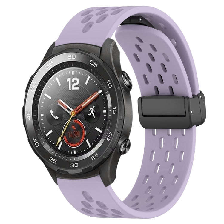 For Huawei Watch 2 20mm Folding Magnetic Clasp Silicone Watch Band(Purple)