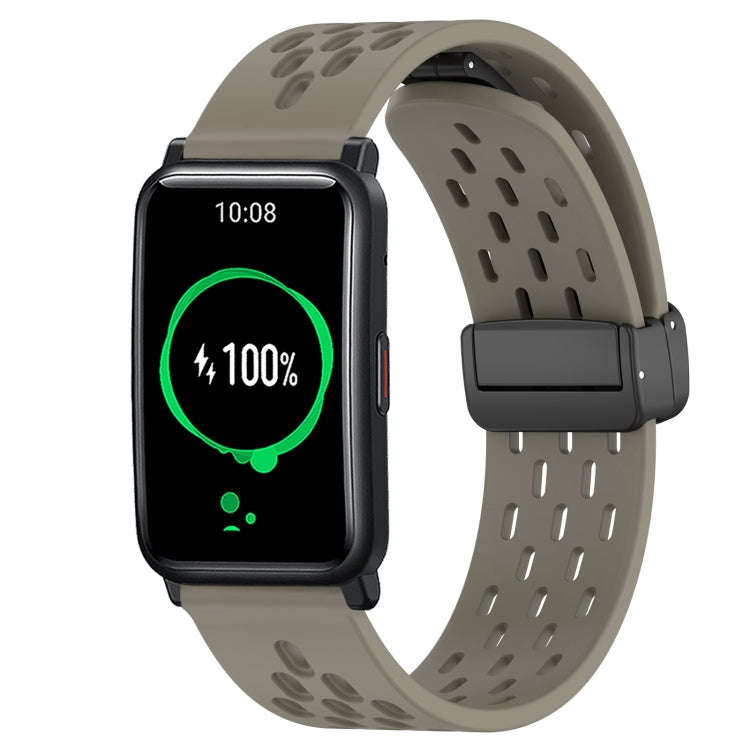 For Honor Watch ES 20mm Folding Magnetic Clasp Silicone Watch Band(Space Ash)