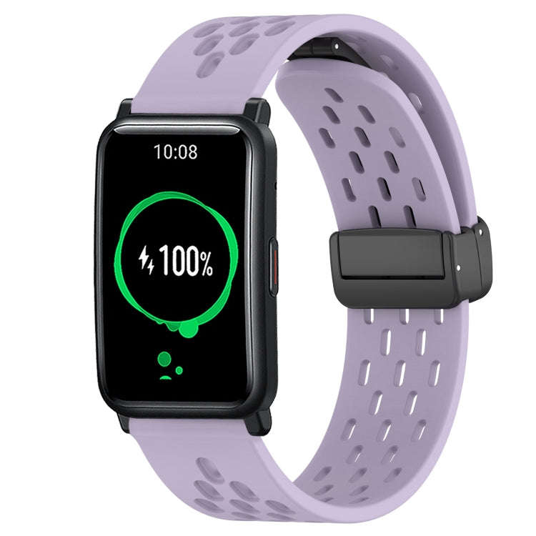 For Honor Watch ES 20mm Folding Magnetic Clasp Silicone Watch Band(Purple)