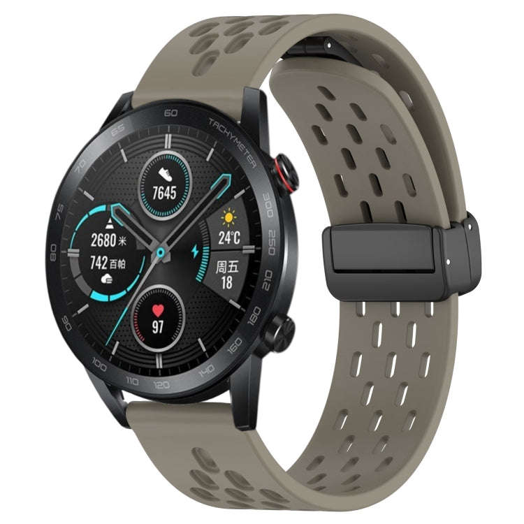For Honor MagicWatch2 42mm 20mm Folding Magnetic Clasp Silicone Watch Band(Space Ash)